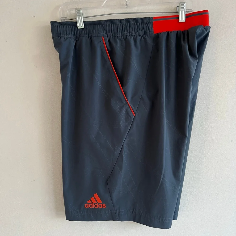 Adidas Gray Red Climalite Athletic Shorts M